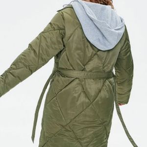Quilted longline Puffer Jacket Olive S